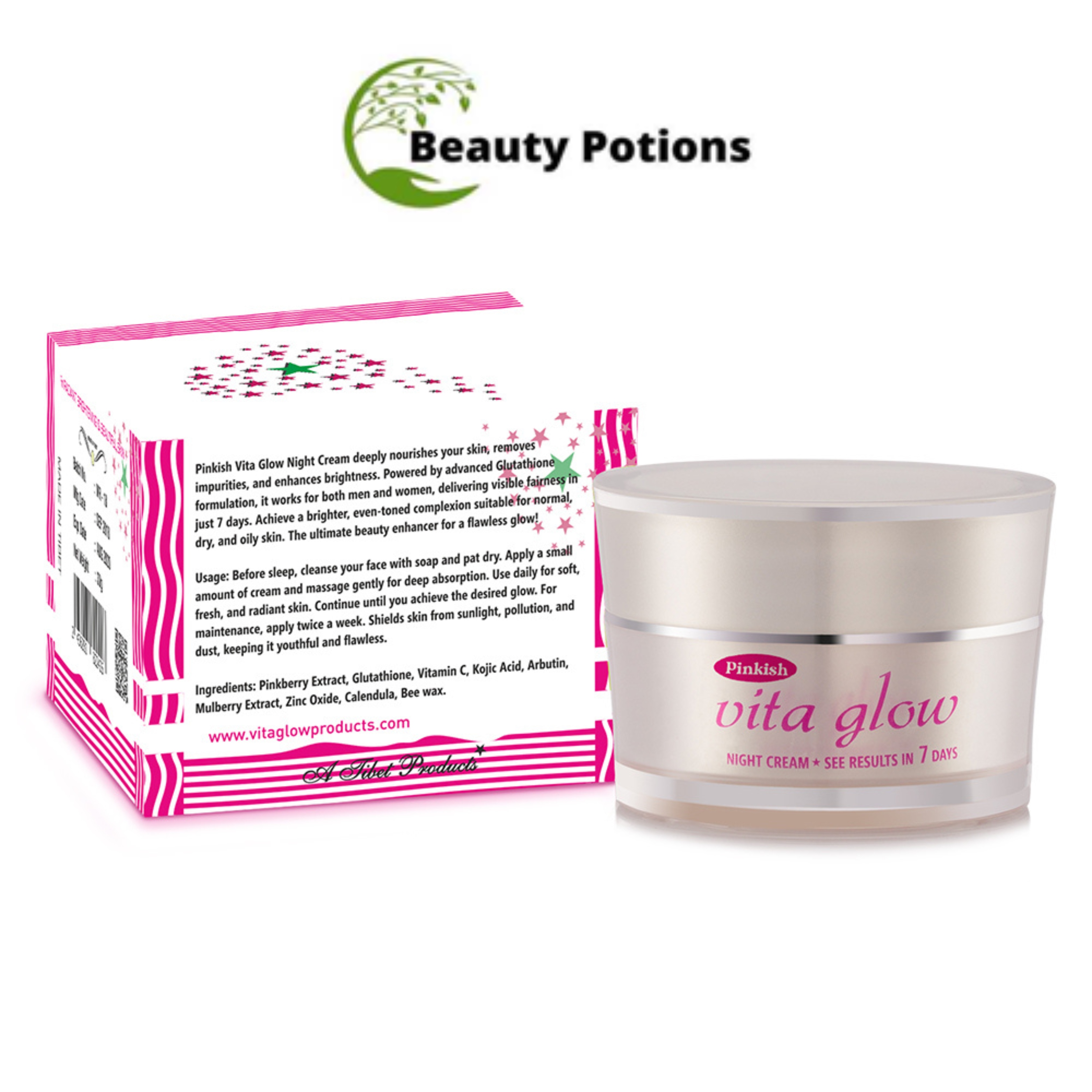 Pinkish Vita Glow Skin Whitening Night Cream