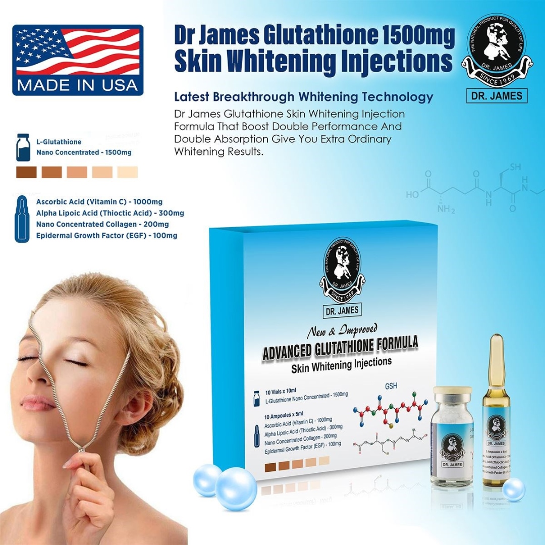 Dr James Glutathione 1500mg Injection with Vitamin C 1000mg Skin Whitening Injection