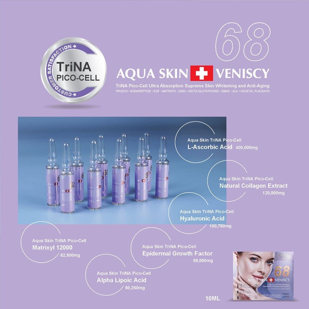 Aqua skin veniscy 68 trina pico cell glutathione injection