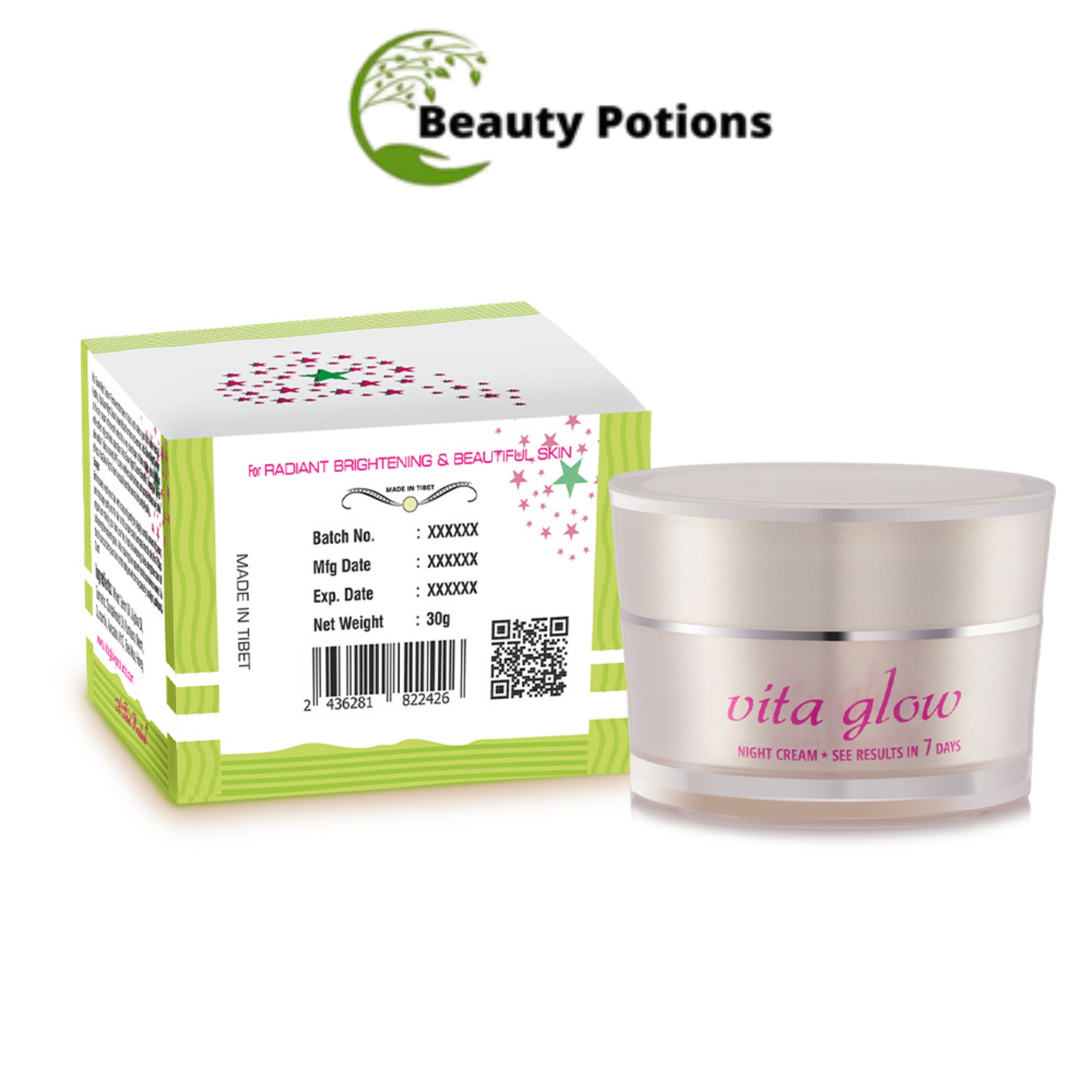 Vita Glow Night Cream for Skin Whitening Made In Tibet 30grams