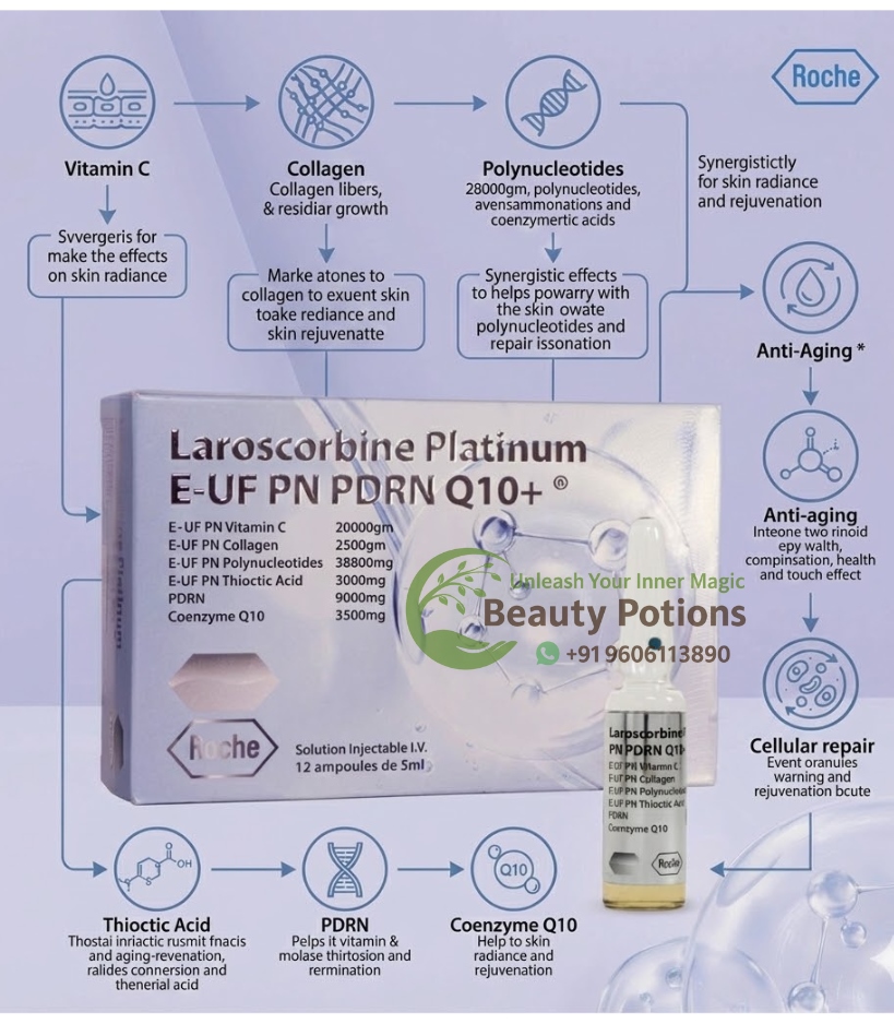 Laroscorbine Platinum E UF PN Vitamin C Collagen Injections 12 Ampoules