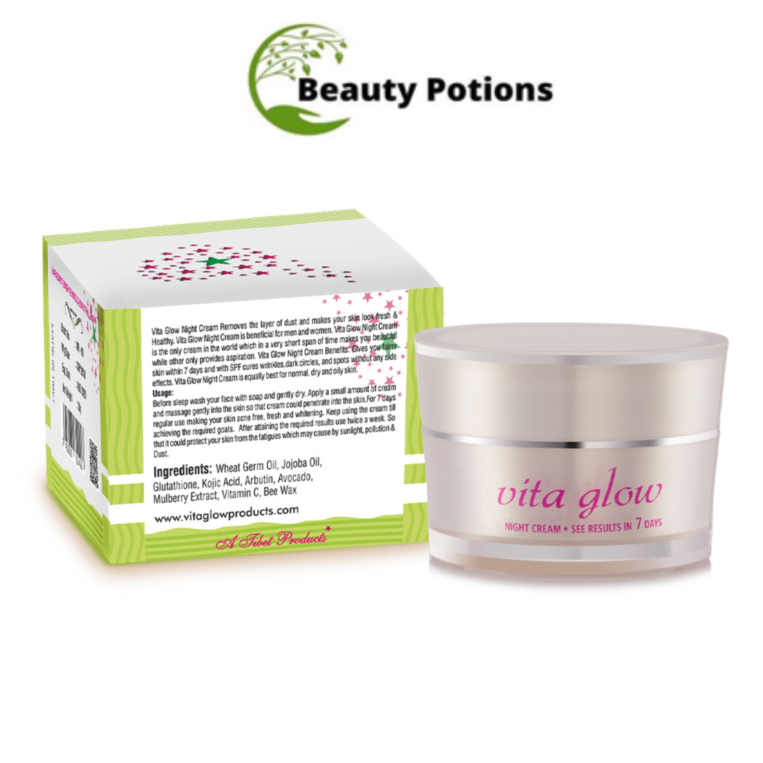 Vita Glow Night Cream for Skin Whitening Made In Tibet 30grams